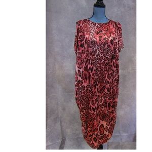 NEW Loop 18 Red Animal Print Ruched Dress Sz 25/27